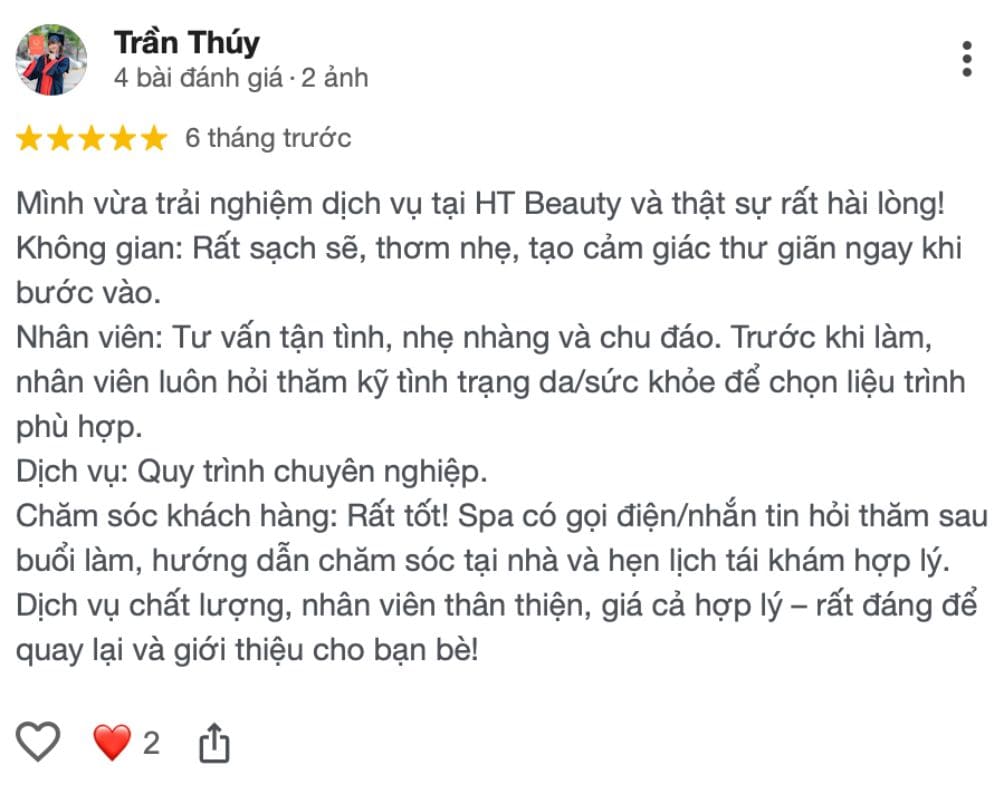 HT beauty co so spa tai quan 10 dong khach
