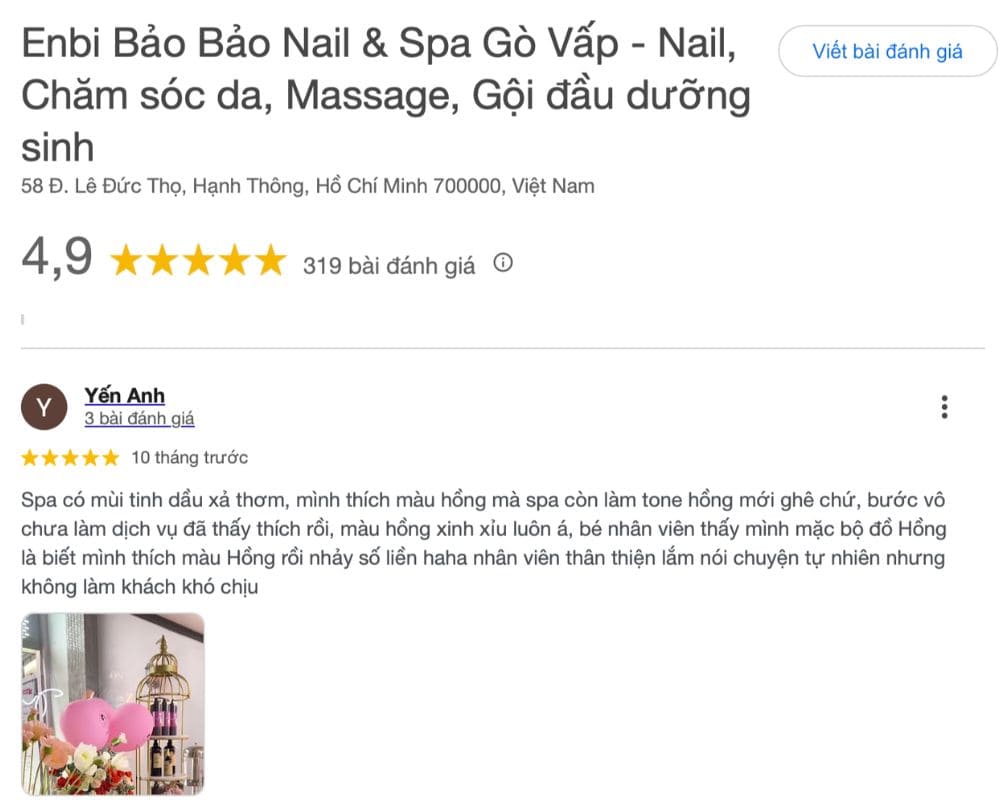 enbi bao bao nail spa dia chi spa o go vap dang trai nghiem