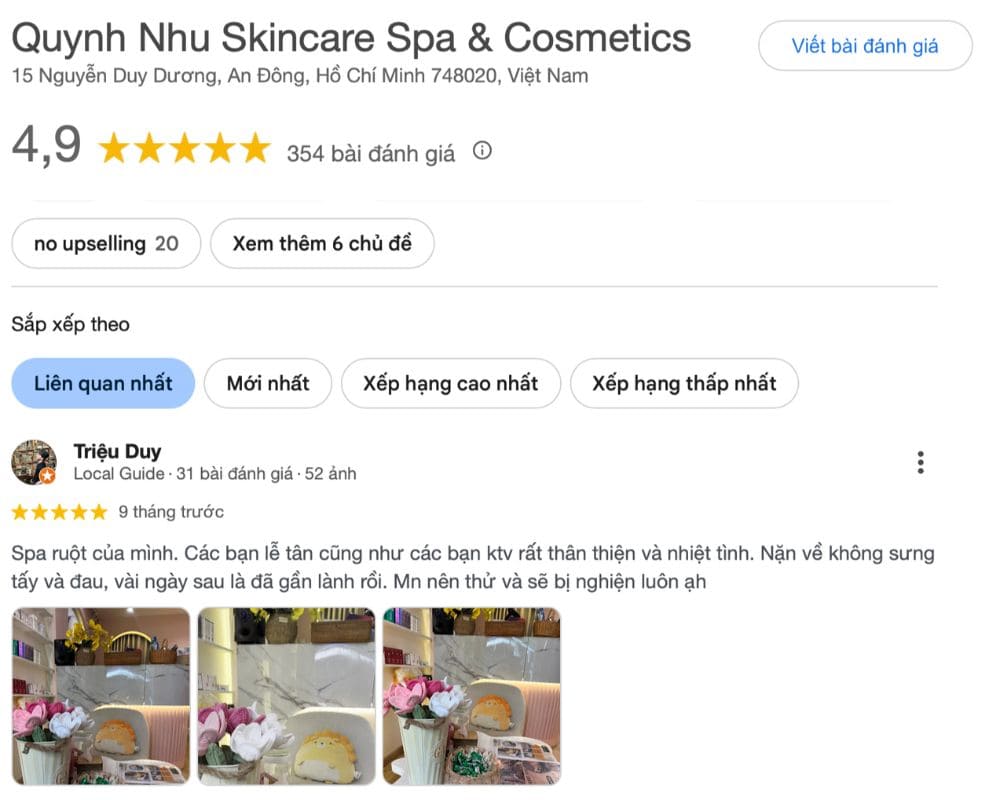 quynh nhu skincare spa dia chi spa duong sinh quan 5 duoc nhieu nguoi tin chon