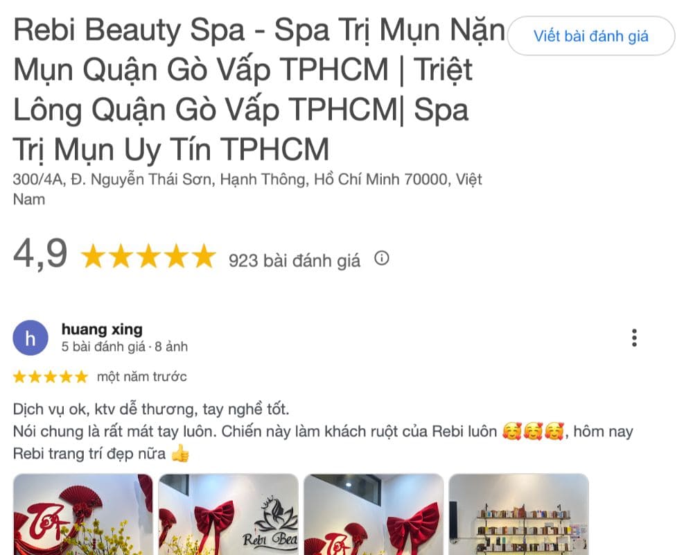 rebi beauty spa dia chi spa duong sinh go vap noi tieng chat luong