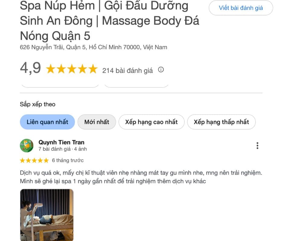 spa nup hem dia chi spa tai quan 5 chat luong