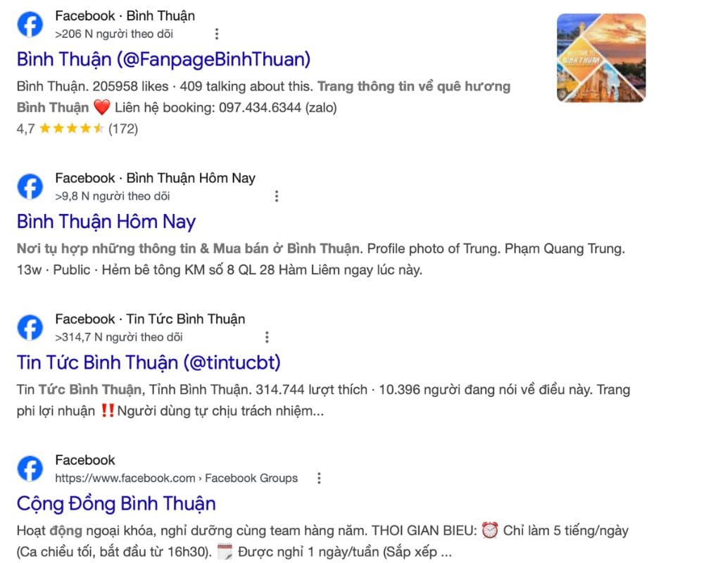 tim kiem o cac trang cong dong facebook o binh thuan