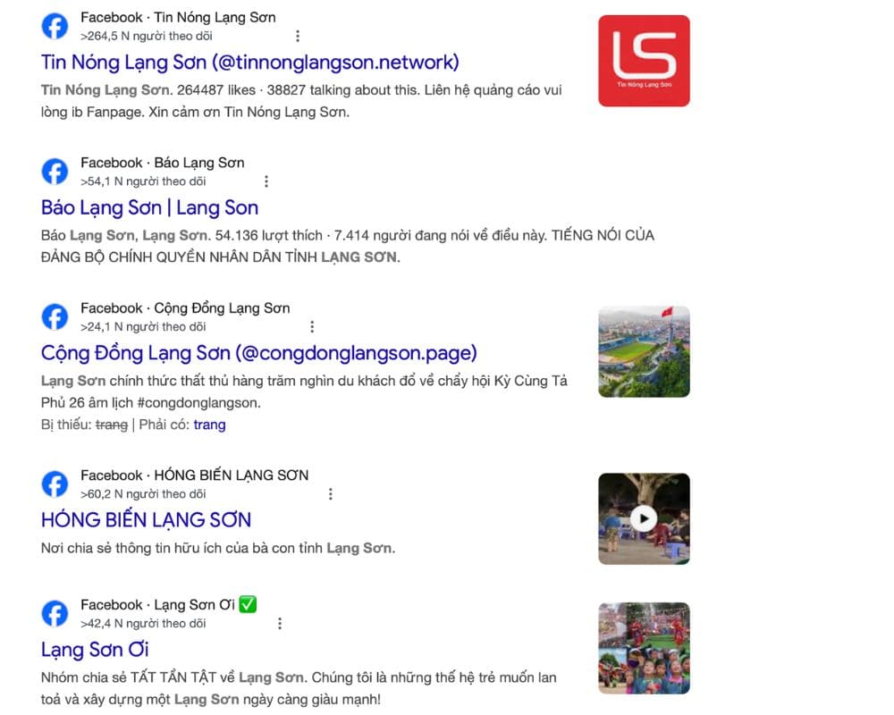 tim kiem o cac trang cong dong facebook o lang son